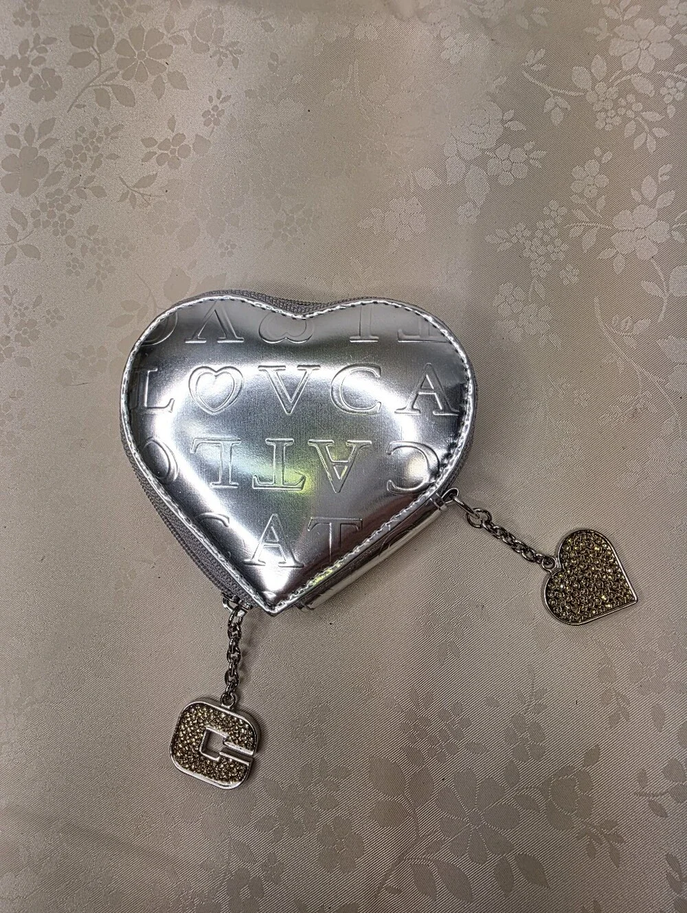 Lovcat Paris Valentine Ltd Silver Metallic Heart Coin Purse Wallet Y2K Coquette